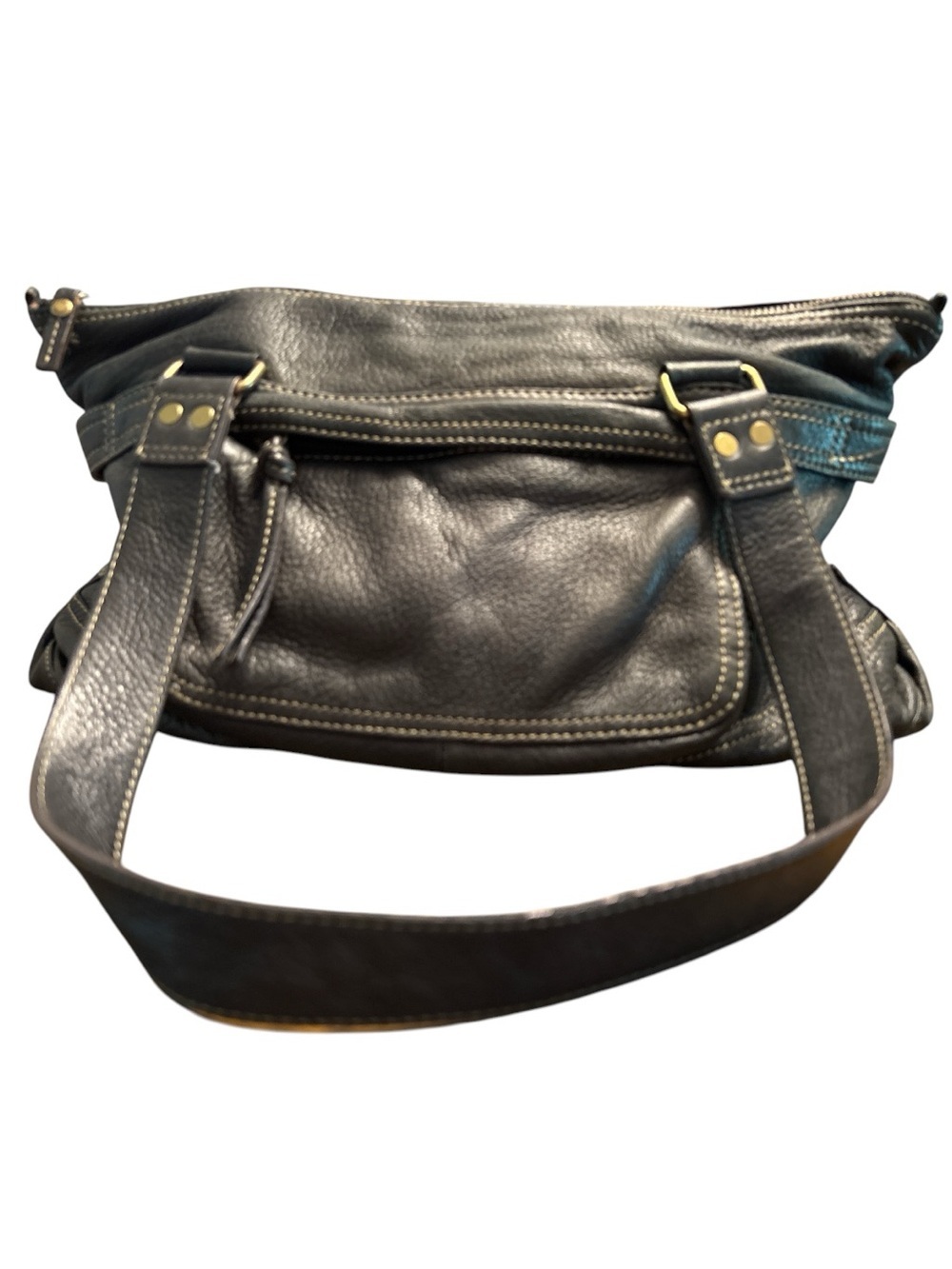 Vintage FOSSIL purse, dark brown leather, shoulder bag, unstructured. Satchel